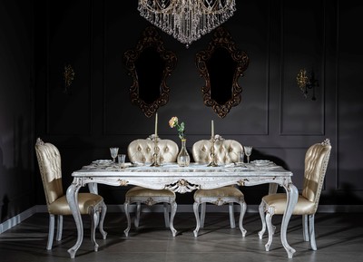 Barock Esszimmer Set Barock Esstisch mit 6 Stühlen Barock Esszimmer Möbel Baroque Dining Room Set Baroque Dining Table with 6 Chairs Baroque Dining Room Furniture