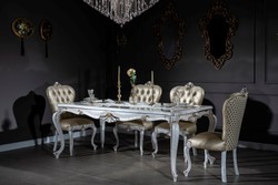Barock Esszimmer Set Barock Esstisch mit 6 Stühlen Barock Esszimmer Möbel Baroque Dining Room Set Baroque Dining Table with 6 Chairs Baroque Dining Room Furniture