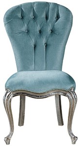Casa Padrino Luxus Barock Esszimmer Stuhl Set Hellblau / Silber 55 x 55 x H. 107 cm - Küchen Stühle 6er Set - Edle Barock Esszimmer Möbel