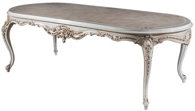 Casa Padrino tavolo da pranzo barocco di lusso beige / bianco / oro 247 x 110 x A. 80 cm - Tavolo da pranzo ovale in legno massello - Mobili per sala da pranzo barocco - Nobile e Magnifico