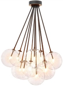 Luxus Halogen Deckenleuchte mit runden Glas Lampenschirmen Bronze Luxury Halogen Ceiling Lamp with Round Glass Lampshades Bronze