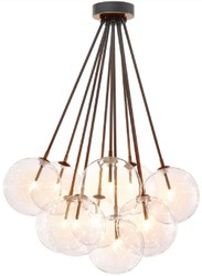 Casa Padrino lampe de couverture halogène de luxe bronze Ø 66 x H. 94,5 cm - Lampe de couverture dimmable avec abat-jour en verre rond - Qualité de Luxe