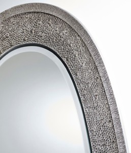Casa Padrino Luxus Spiegel Silber 89 x 5 x H. 170 cm - Eleganter Ovaler Wandspiegel - Garderoben Spiegel - Wohnzimmer Spiegel - Luxus Deko Accessoires