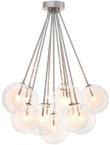 Luxus Halogen Deckenleuchte mit runden Glas Lampenschirmen Silber Luxury Halogen Ceiling Lamp with Round Glass Lampshades Silver