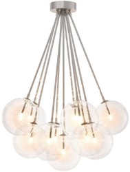 Luxus Halogen Deckenleuchte mit runden Glas Lampenschirmen Silber Luxury Halogen Ceiling Lamp with Round Glass Lampshades Silver