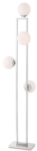 Luxus Metall Stehleuchte mit runden Glas Lampenschirmen Silber Weiß Luxury Metal Floor Lamp with Round Glass Lampshades Silver White