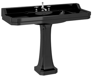Luxus Jugendstil Porzellan Waschbecken mit Sockel Schwarz Luxury Art Nouveau Porcelain Washbasin with Pedestal Black