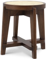 Casa Padrino sgabello di lusso marrone / naturale Ø 44,5 x A. 47 cm - Sgabello rotondo in legno massello con rattan - Mobili soggiorno