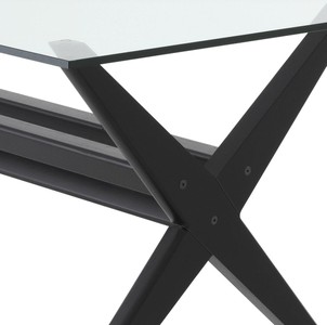 Casa Padrino Luxus Esstisch Schwarz 230 x 100 x H. 77 cm - Massivholz Küchentisch mit Glasplatte - Rechteckiger Esszimmertisch - Luxus Esszimmer Möbel
