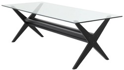 Casa Padrino tavolo da pranzo di lusso nero 230 x 100 x A. 77 cm - Tavolo da cucina in legno massello con piano in vetro - Tavolo da pranzo rettangolare - Mobili da pranzo di lusso