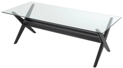 Casa Padrino tavolo da pranzo di lusso nero 230 x 100 x A. 77 cm - Tavolo da cucina in legno massello con piano in vetro - Tavolo da pranzo rettangolare - Mobili da pranzo di lusso