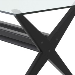 Casa Padrino tavolo da pranzo di lusso nero 230 x 100 x A. 77 cm - Tavolo da cucina in legno massello con piano in vetro - Tavolo da pranzo rettangolare - Mobili da pranzo di lusso