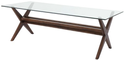 Casa Padrino mesa de comedor de lujo marrón 230 x 100 x A. 77 cm - Mesa de cocina de madera maciza con tapa de vidrio - Mesa de comedor rectangular - Muebles de comedor de lujo