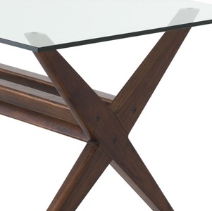 Casa Padrino Luxus Esstisch Braun 230 x 100 x H. 77 cm - Massivholz Küchentisch mit Glasplatte - Rechteckiger Esszimmertisch - Luxus Esszimmer Möbel