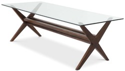 Casa Padrino tavolo da pranzo di lusso marrone 230 x 100 x A. 77 cm - Tavolo da cucina in legno massello con piano in vetro - Tavolo da pranzo rettangolare - Mobili da pranzo di lusso