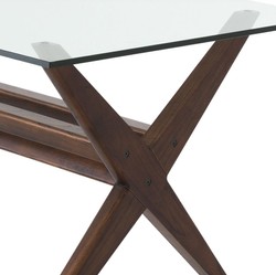 Casa Padrino tavolo da pranzo di lusso marrone 230 x 100 x A. 77 cm - Tavolo da cucina in legno massello con piano in vetro - Tavolo da pranzo rettangolare - Mobili da pranzo di lusso
