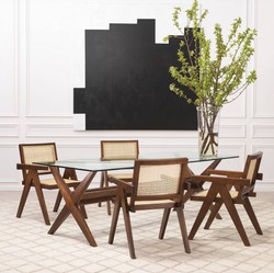 Casa Padrino tavolo da pranzo di lusso marrone 230 x 100 x A. 77 cm - Tavolo da cucina in legno massello con piano in vetro - Tavolo da pranzo rettangolare - Mobili da pranzo di lusso