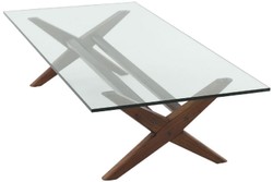 Casa Padrino tavolo da salotto di lusso marrone 160 x 80 x A. 40,5 cm - Tavolo da soggiorno rettangolare in legno massello con piano in vetro - Mobili da soggiorno di lusso