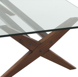Casa Padrino tavolo da salotto di lusso marrone 160 x 80 x A. 40,5 cm - Tavolo da soggiorno rettangolare in legno massello con piano in vetro - Mobili da soggiorno di lusso