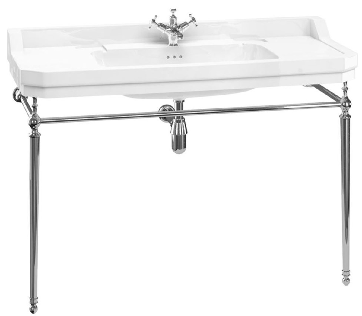 Casa Padrino Luxus Jugendstil Waschtisch 121 x 51 x H. 90 cm - Verschiedene Farben - Porzellan 1-Loch Stand Waschbecken mit Untergestell - Badezimmer Möbel