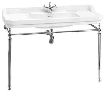 Casa Padrino Luxus Jugendstil Waschtisch 121 x 51 x H. 90 cm - Verschiedene Farben - Porzellan 1-Loch Stand Waschbecken mit Untergestell - Badezimmer Möbel