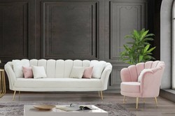 Art Deco Designer Wohnzimmer Sessel Gold Messing Art Deco Designer Living Room Armchair Pink Gold 