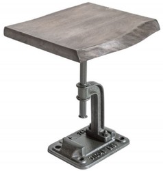 Casa Padrino mesa auxiliar de diseño industrial gris 43 x 35 x A. 46 cm - Mesa de metal de estilo industrial con tablero de madera maciza - Muebles de diseño industrial