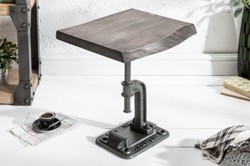 Casa Padrino mesa auxiliar de diseño industrial gris 43 x 35 x A. 46 cm - Mesa de metal de estilo industrial con tablero de madera maciza - Muebles de diseño industrial