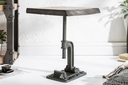 Casa Padrino mesa auxiliar de diseño industrial gris 43 x 35 x A. 46 cm - Mesa de metal de estilo industrial con tablero de madera maciza - Muebles de diseño industrial