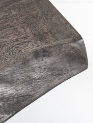 Casa Padrino mesa auxiliar de diseño industrial gris 43 x 35 x A. 46 cm - Mesa de metal de estilo industrial con tablero de madera maciza - Muebles de diseño industrial