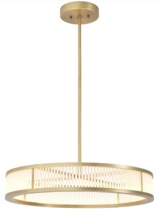 Casa Padrino luxury LED chandelier antique brass / white Ø 70 x H. 15 cm - Modern round dimmable chandelier - Luxury Quality