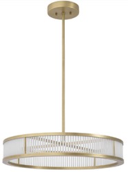Casa Padrino lámpara de araña LED de lujo latón antiguo / blanco Ø 70 x A. 15 cm - Lámpara de araña redonda moderna regulable - Calidad de Lujo