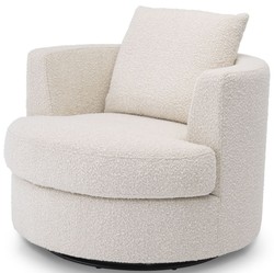 Casa Padrino luxury swivel armchair cream Ø 95 x H. 70 cm - Round living room armchair - Luxury living room furniture