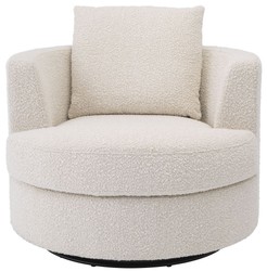 Casa Padrino luxury swivel armchair cream Ø 95 x H. 70 cm - Round living room armchair - Luxury living room furniture