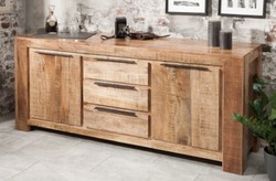 Landhausstil Wohnzimmer Massivholz Sideboard Schrank Naturfarben Country Style Living Room Solid Wood Sideboard Cabinet Natural