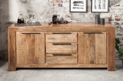 Landhausstil Wohnzimmer Massivholz Sideboard Schrank Naturfarben Country Style Living Room Solid Wood Sideboard Cabinet Natural
