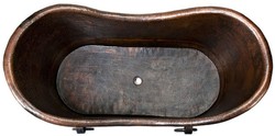 Casa Padrino baignoire Art Nouveau de luxe en cuivre avec poignées décoratives 170 x 81 x H. 81 cm - Baignoire rétro autoportante - Meubles de salle de bain rustiques