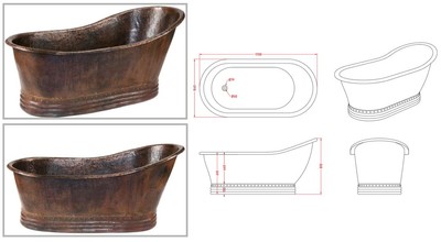 Luxus Retro Rustikale Freistehende Kupfer Badewanne Luxury Retro Rustic Freestanding Copper Bathtub