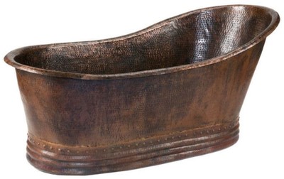 Casa Padrino Luxus Jugendstil Kupfer Badewanne 170 x 84 x H. 81 cm - Freistehende Retro Badewanne - Rustikale Badezimmer Möbel