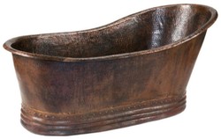 Casa Padrino bañera de cobre Art Nouveau de lujo 170 x 84 x A. 81 cm - Bañera retro independiente - Muebles de baño rústicos