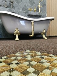 Freistehende Jugendstil Badewanne Weiß Platingrau Gold Freestanding Art Nouveau Bathtub White Platinum Gray Gold