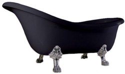 Casa Padrino Baignoire Art Nouveau De Luxe Noir / Argent 174 x 83 x H. 81 cm - Baignoire Rétro Autoportante Avec Pieds De Lion - Meubles De Salle De Bain Rétro