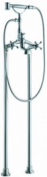 Freistehende Jugendstil Badewannenarmatur mit Handbrause Silber Freestanding Art Nouveau Bathtub Mixer with Hand Shower Silver