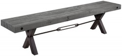 Casa Padrino industrial design bench gray / black 170 x 40 x H. 45 cm - Solid wood bench with powder-coated metal frame - Industrial design furniture