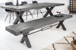 Casa Padrino industrial design bench gray / black 170 x 40 x H. 45 cm - Solid wood bench with powder-coated metal frame - Industrial design furniture