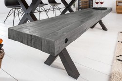 Casa Padrino industrial design bench gray / black 170 x 40 x H. 45 cm - Solid wood bench with powder-coated metal frame - Industrial design furniture