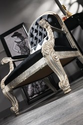 Barock Wohnzimmer Sessel Antik Stil Sessel Schwarz Antik Silber Baroque Living Room Armchair Antique Style Armchair Black Antique Silver