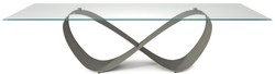 Casa Padrino mesa de comedor de diseño gris titanio - Varios Tamaños de Mesa - Mesa de comedor rectangular moderna con tapa de vidrio biselado - Muebles de comedor - Calidad de Lujo