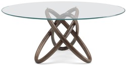 Casa Padrino table à manger design marron - Différentes Tailles de Table - Table de salle à manger ronde moderne avec plateau de verre - Mobilier de salle à manger - Qualité de Luxe - Fabriqué en Italie