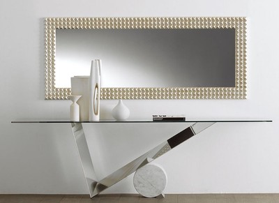 Casa Padrino consola de diseño plata / blanco - Diferentes Tamaños de Mesa - Consola con tapa de vidrio - Muebles de salón modernos - Colección de Lujo